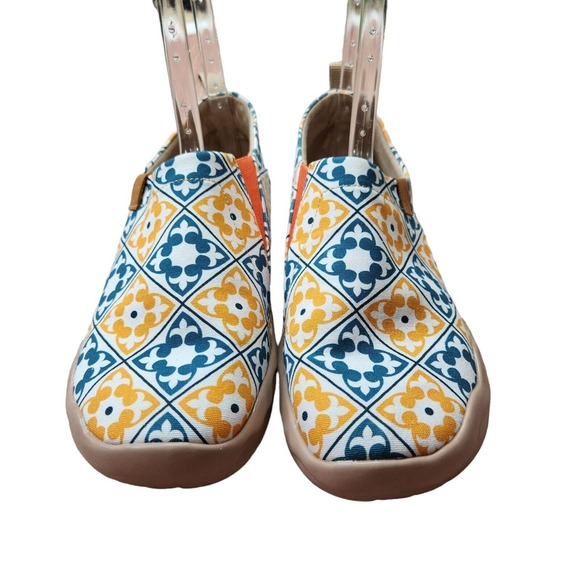UIN Womens Canvas Shoes Size 8.5 Art Steps Barcelona Mosaic Toledo Yellow Blue - Picture 6 of 12